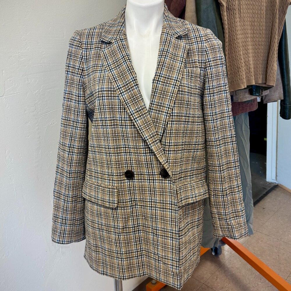 Women's S Madewell Caldwell Double-Breasted Plaid Blazer